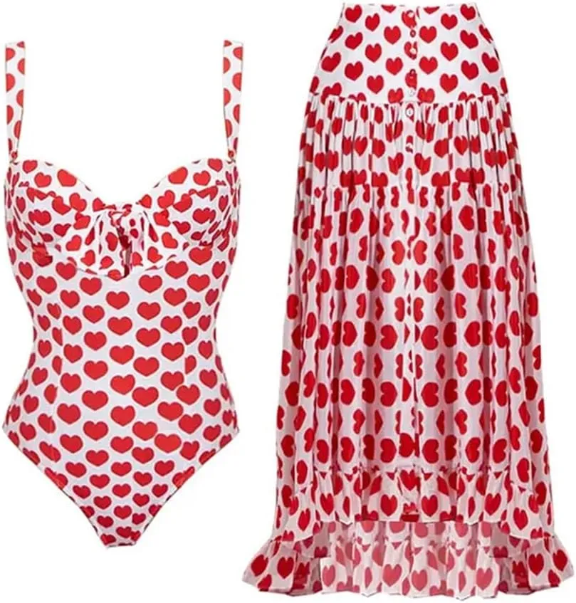 Women's One Piece Swimsuit with Cover Up Set Wrap Skirt Sleeveless Floral Beach Swimwear Sarong Bathing Suit