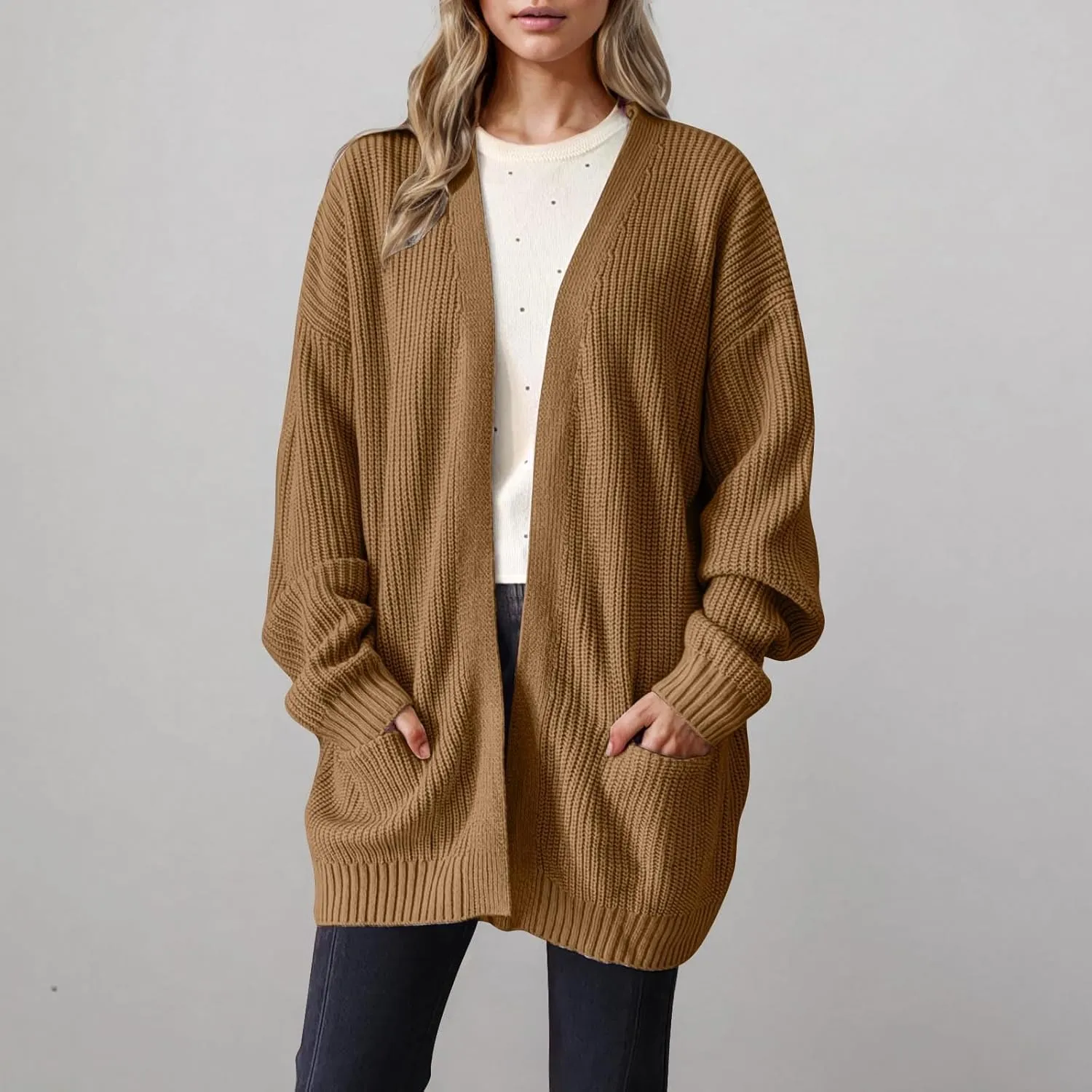 Womens Oversized Sweater Cardigan Home Loungewear Open Front Long Sleeve Chunky Knit Cardigan Slouchy Sweater Jackets
