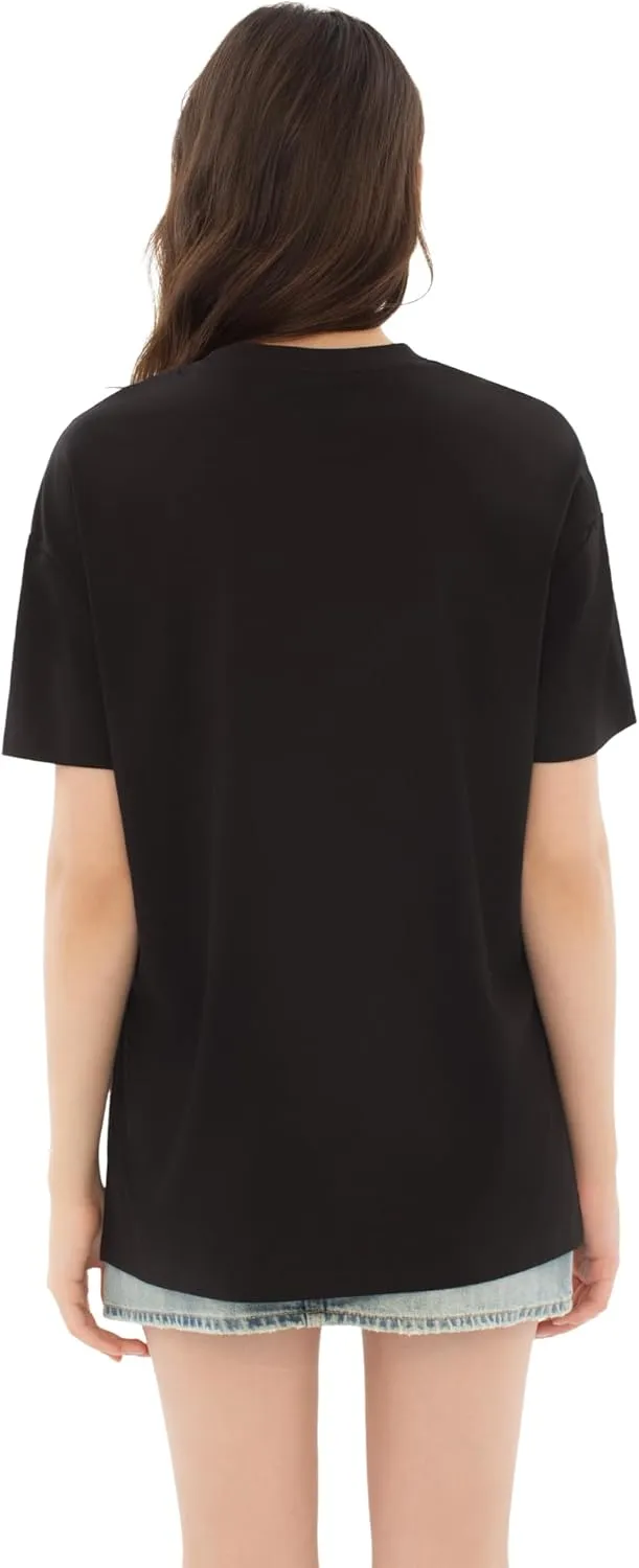 Women's Oversized Tshirts Summer T Shirts Fasihon Crewneck Side Slit Tops Short Sleeve 2025 Trendy Outfits