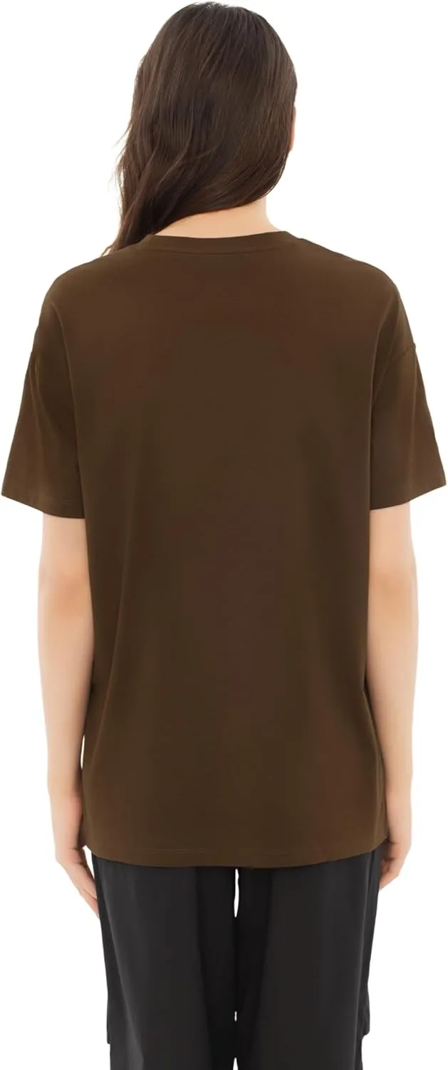 Women's Oversized Tshirts Summer T Shirts Fasihon Crewneck Side Slit Tops Short Sleeve 2025 Trendy Outfits