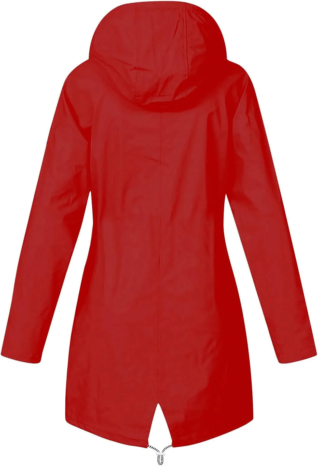 Womens Rain Coat Waterproof Dressy Zip Up Rain Jacket with Pockets Button Fall Raincoat Windbreaker with Hood