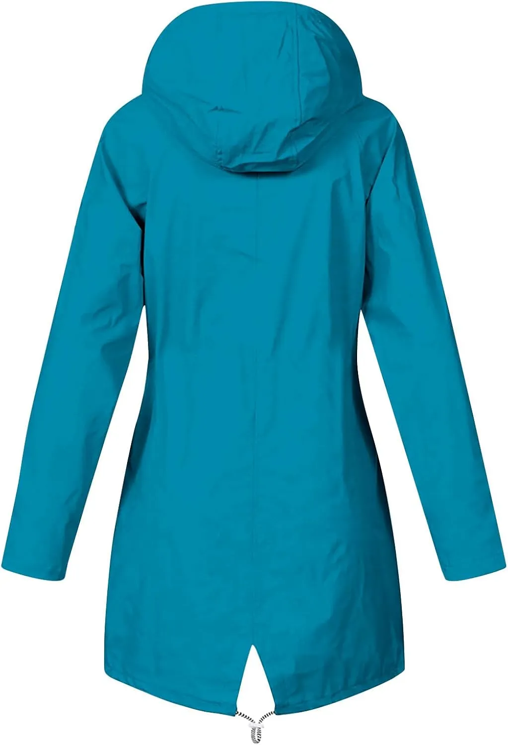 Womens Rain Coat Waterproof Dressy Zip Up Rain Jacket with Pockets Button Fall Raincoat Windbreaker with Hood