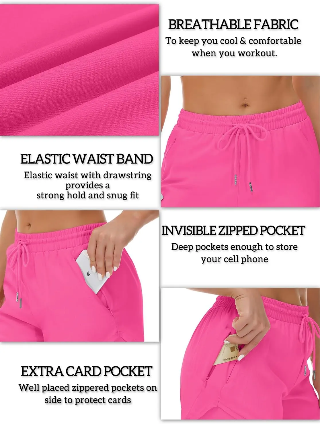 Women's Running Shorts with Liner 3 Zipper Pockets Elastic Workout Athletic Gym Yoga Shorts