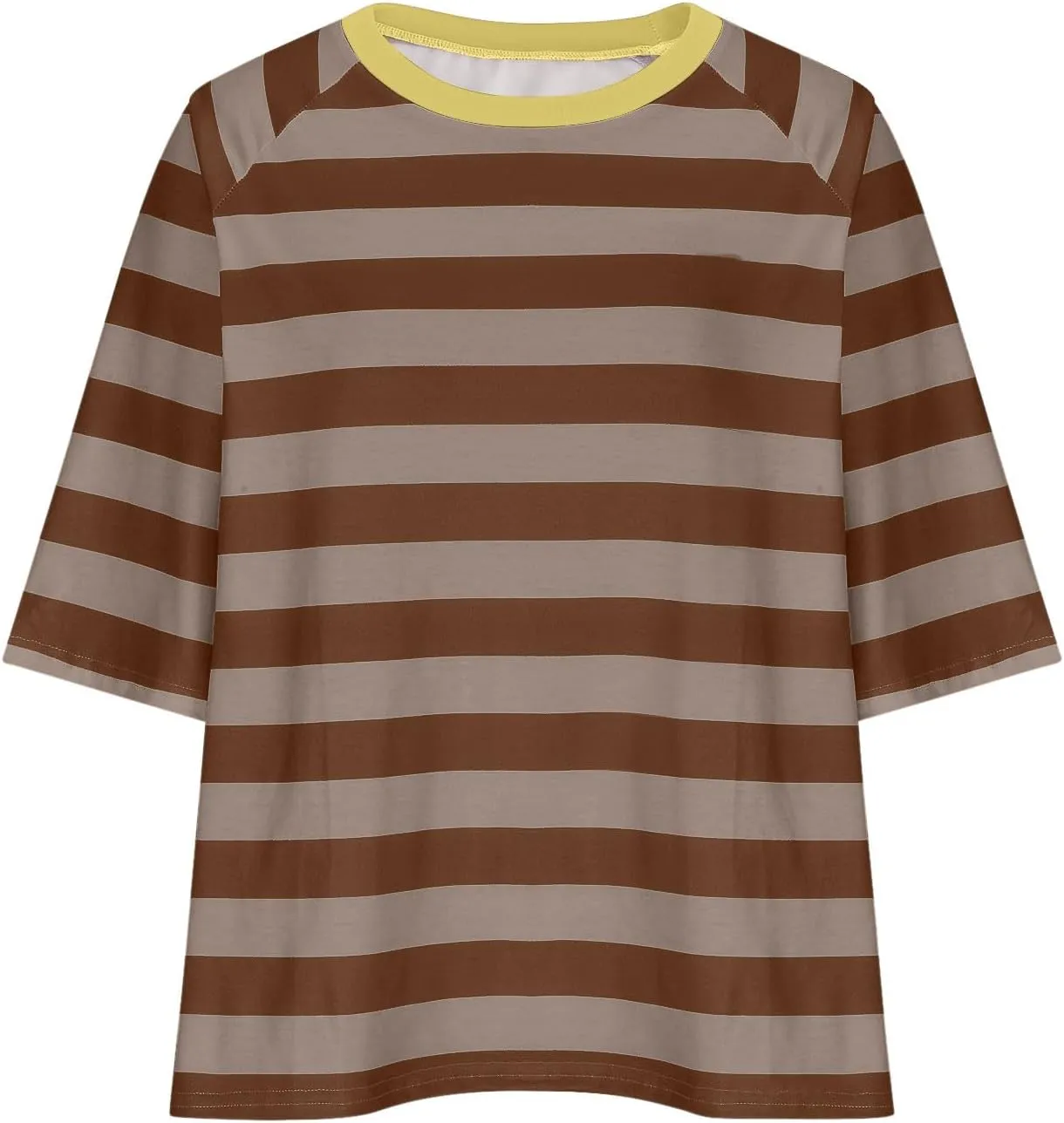 Womens Striped T Shirts Oversized Crewneck 3/4 Sleeve Tops Spring Casual Blouse Color Block Basic Sports Tees Blouses