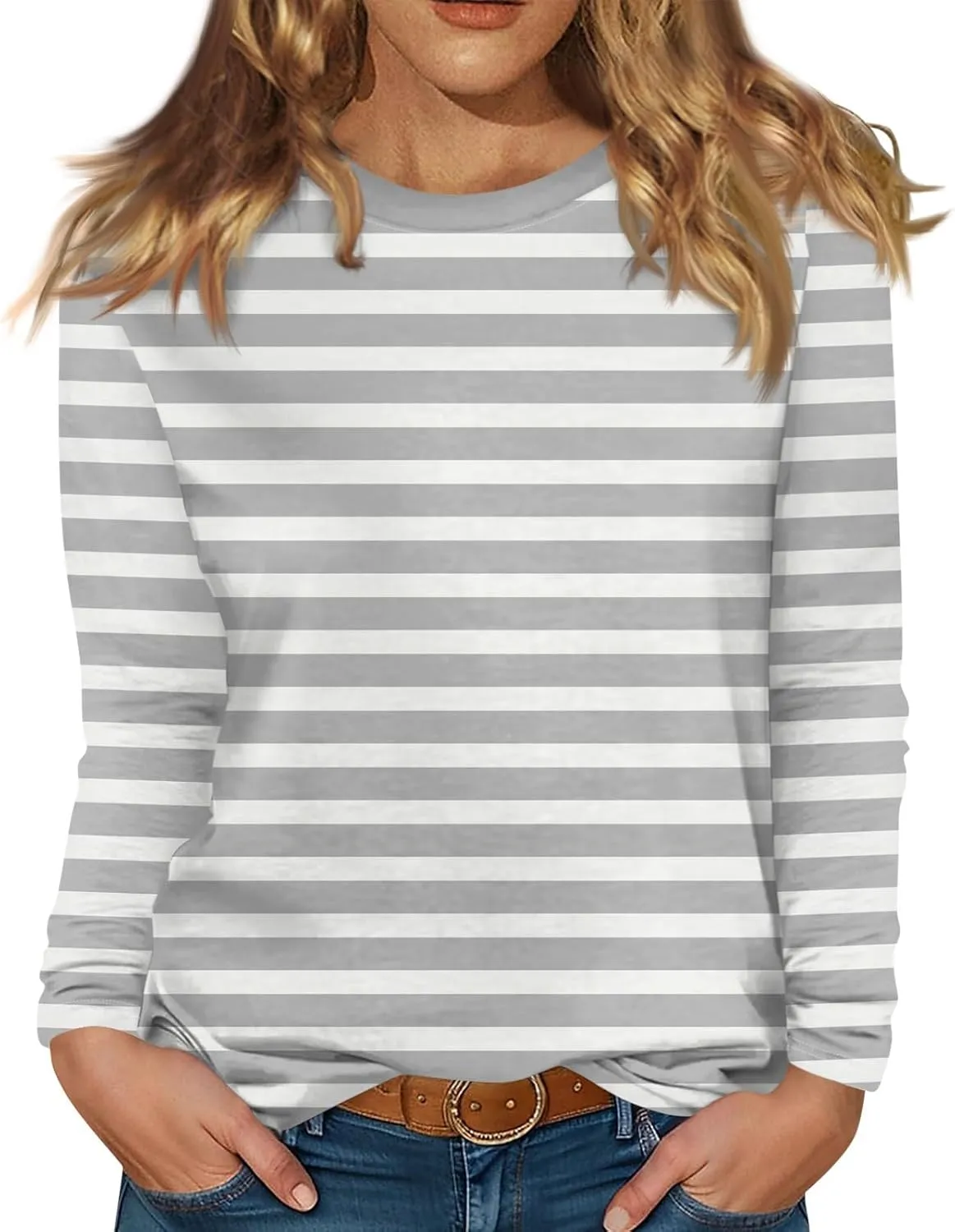 Womens Thermal Tops Long Sleeve Crewneck Basic Winter Shirts Fleece Lined Warm Cold Weather Dressy Blouses