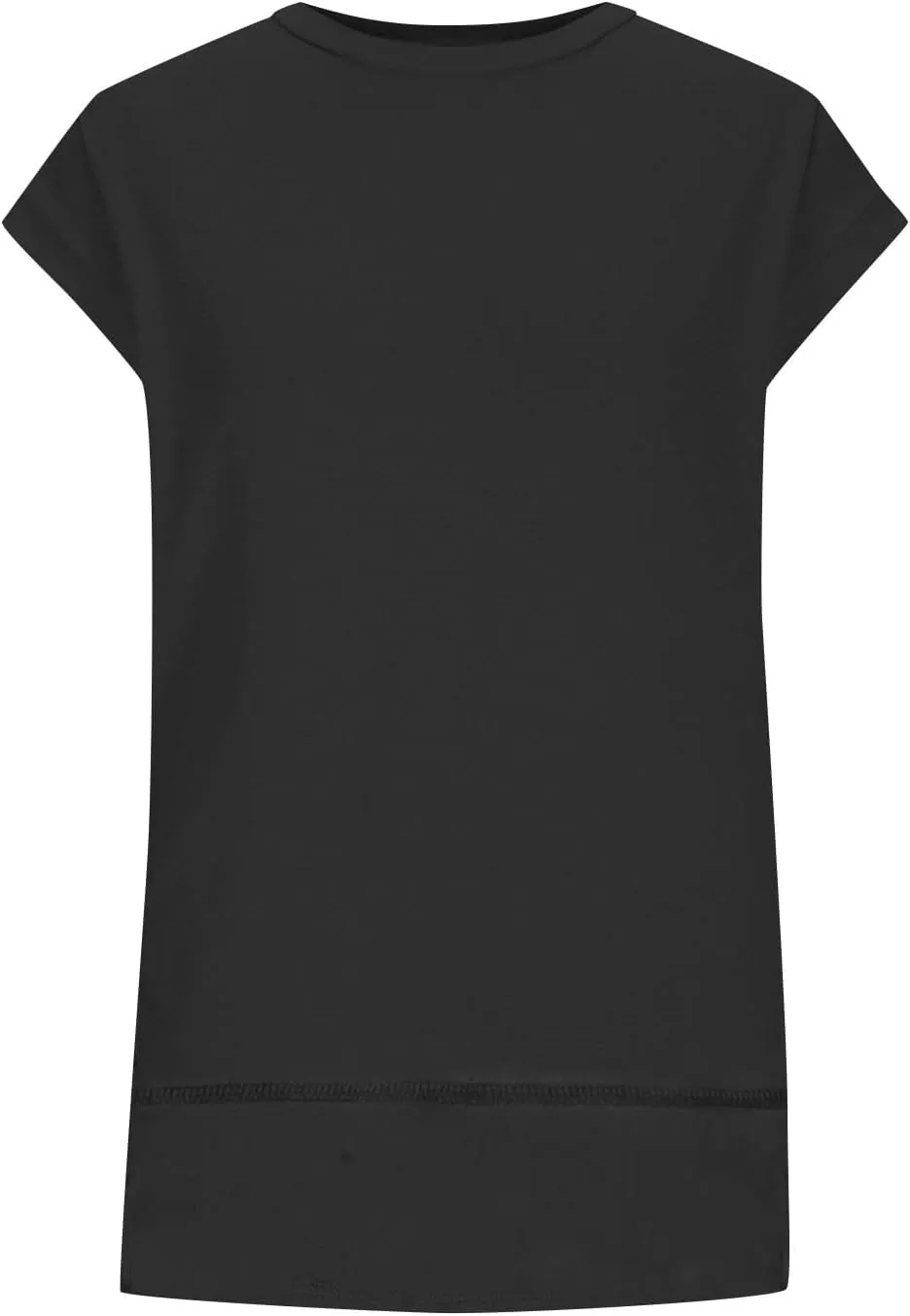 Womens Tops Fashion Cap Sleeves Round Neck Side Slit Solid Color Loose Comfy Casual Summer Outdoor Walking T-Shirts