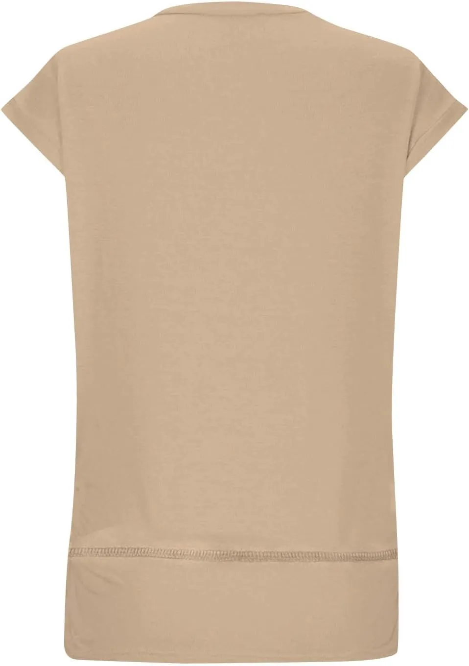 Womens Tops Fashion Cap Sleeves Round Neck Side Slit Solid Color Loose Comfy Casual Summer Outdoor Walking T-Shirts