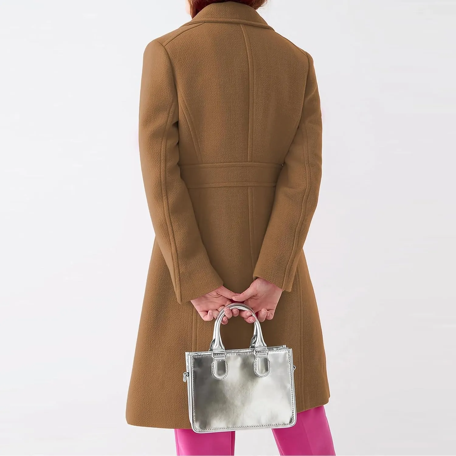 Women's Trench Coats Trendy 2024 Winter Warm Long Coat Slim Classic Solid Color Trench Coats