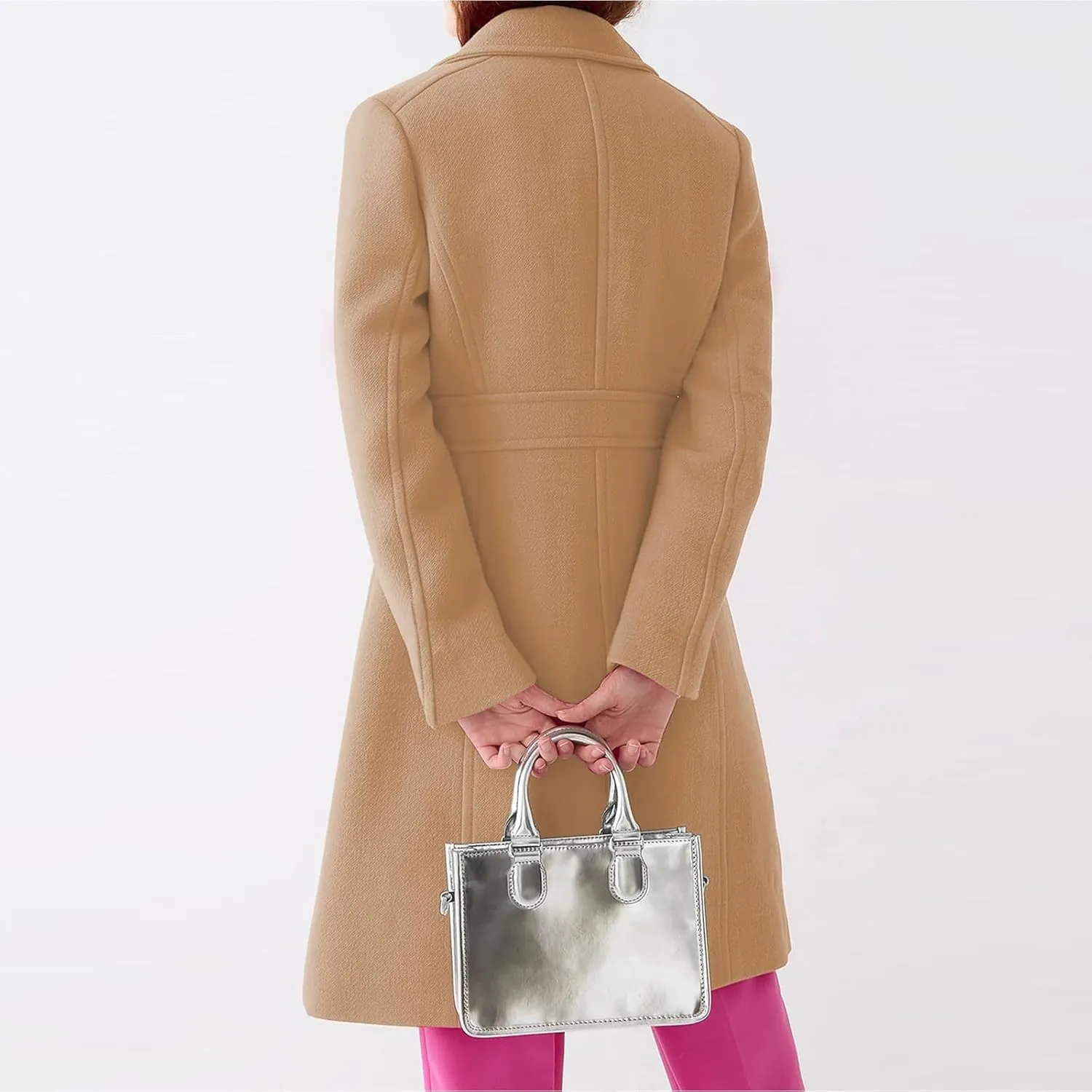 Women's Trench Coats Trendy 2024 Winter Warm Long Coat Slim Classic Solid Color Trench Coats