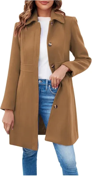 Women's Trench Coats Trendy 2024 Winter Warm Long Coat Slim Classic Solid Color Trench Coats