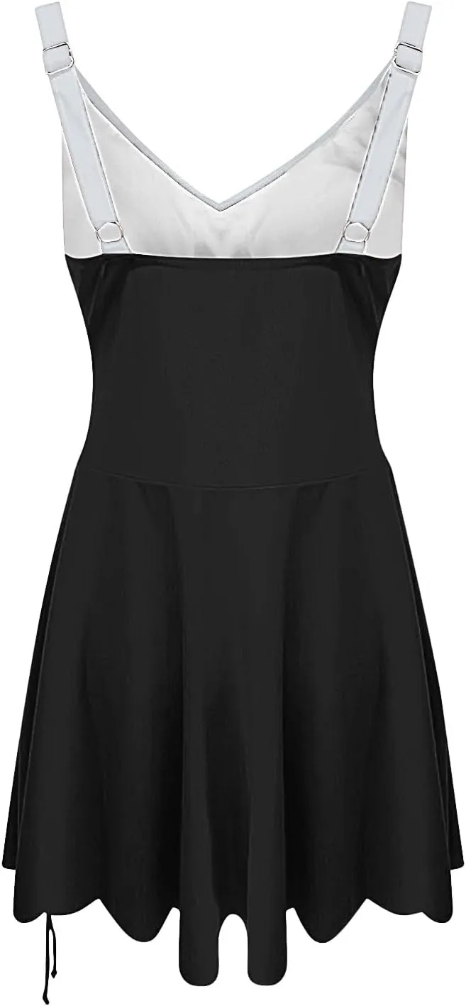 Women's Tummy Control Swim Dress V-Neck Cross-Twist Front Ruched Skirt Push Up Modest A-Line Bathing Suit Swimwear