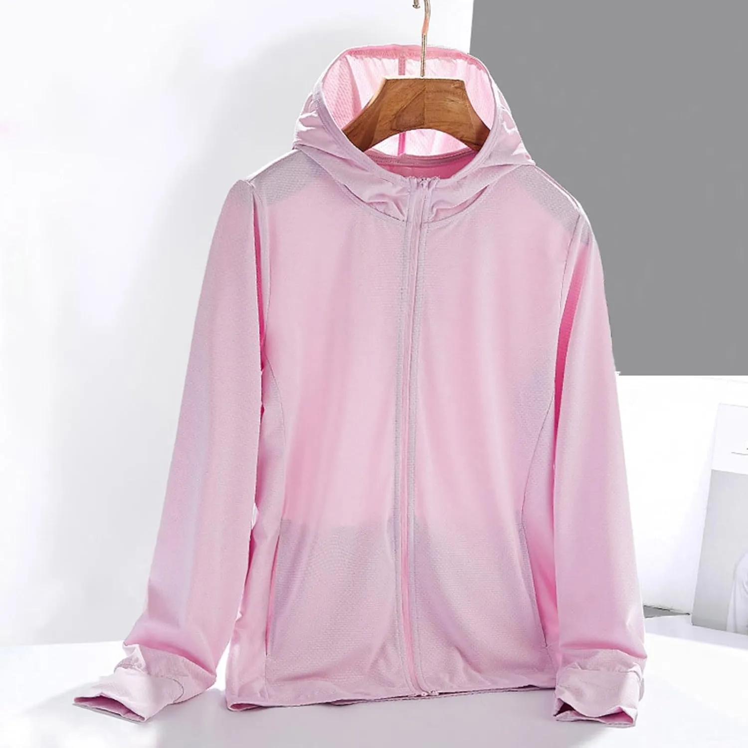 Womens UPF 50  Hoodies Sun Shirts Breathable Long Sleeve Hiking Shirts Outdoor Lightweight Quick Dry Athletic Jacket