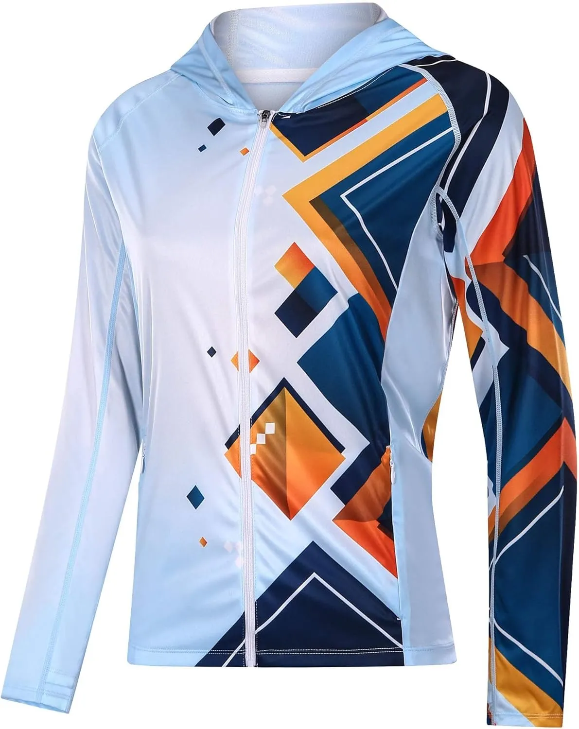 Women's UPF 50  Sun Protection Shirt Printed UV Hoodie Jacket Full Zip with Pockets