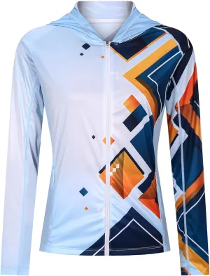 Women's UPF 50  Sun Protection Shirt Printed UV Hoodie Jacket Full Zip with Pockets