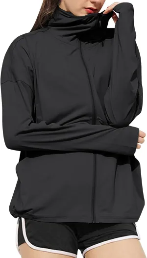 Women's UPF 50  Sun Protection Shirts SPF Lightweight Jacket UV Cooling Hoodie Long Sleeve Full Zip Shirt for Outdoor