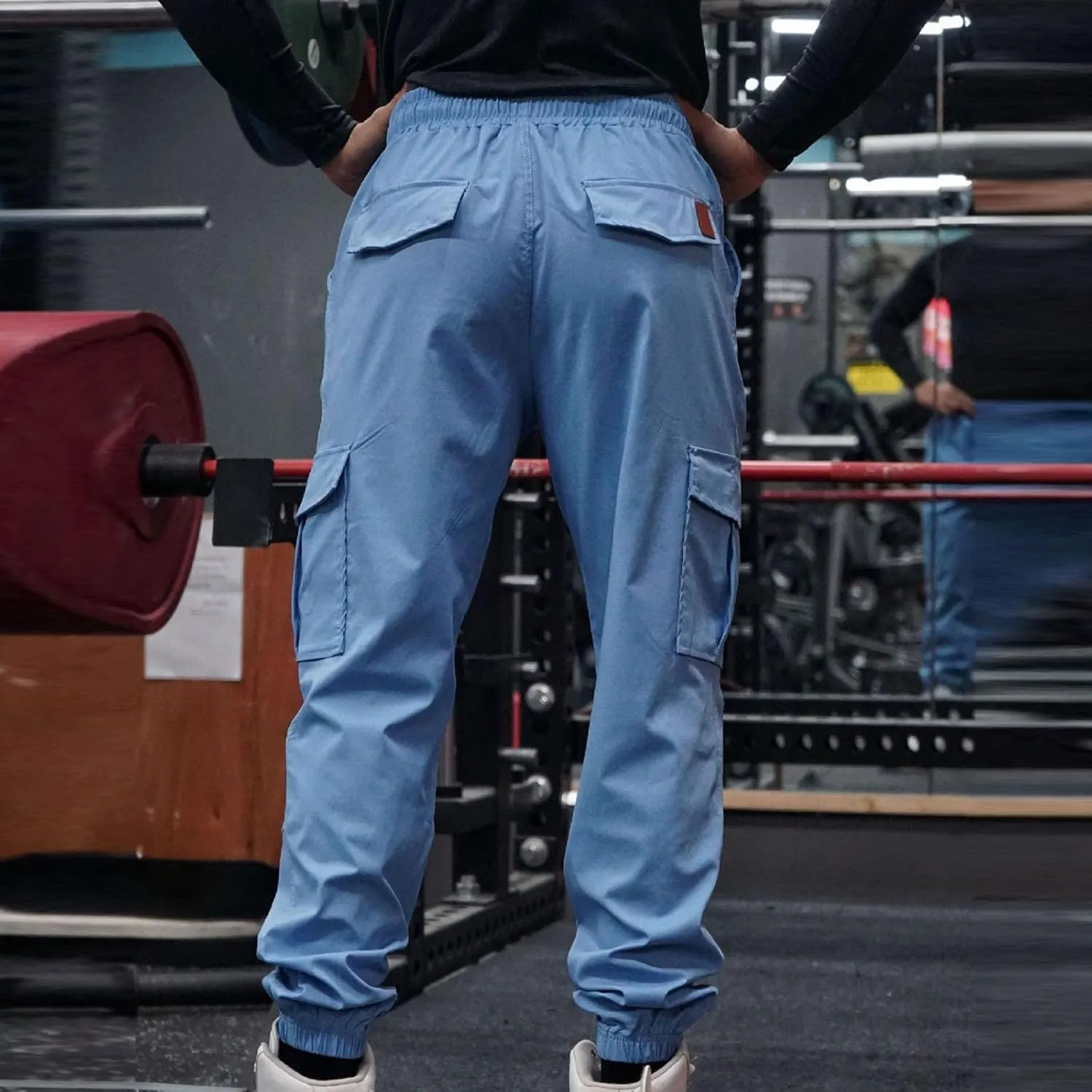 Xiaojmake Mens Cargo Pant Casual Cotton Drawstring Workout Joggers Athletic Pants Cotton Loose Tapered Sweatpants Lightweight