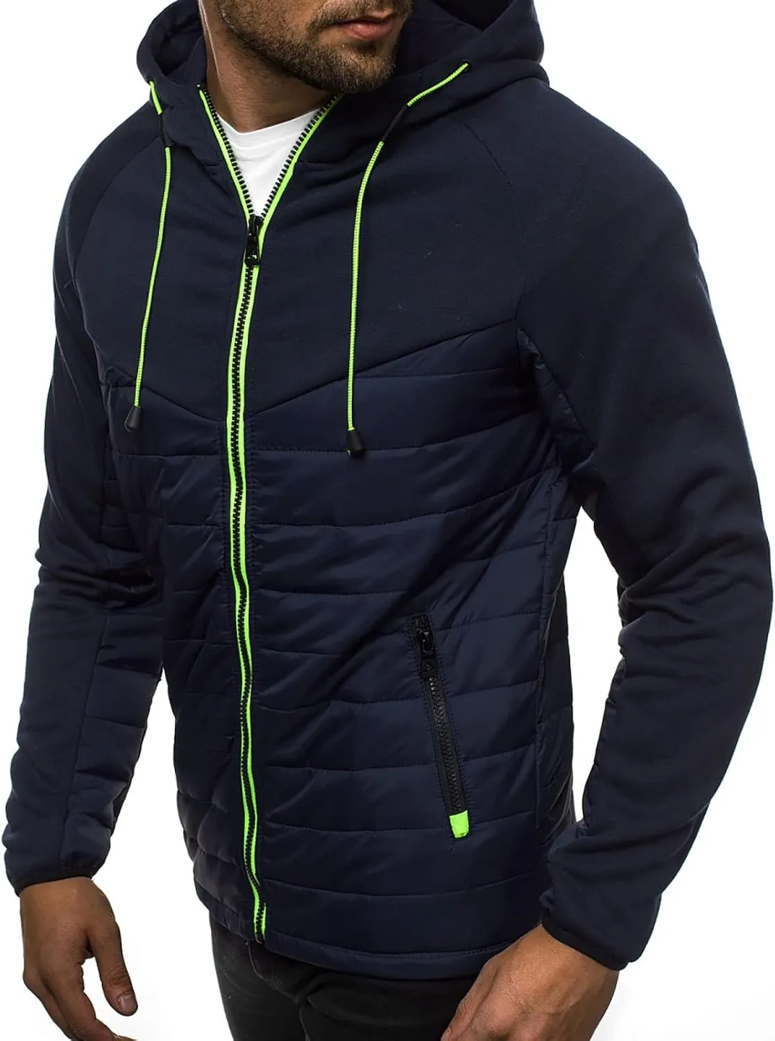 Ymosrh Coats for Men Men's Casual Camouflage Sports Sweatshirt Long Sleeve Zipper Hooded Jacket Coat Leather