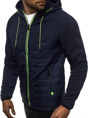 Ymosrh Coats for Men Men's Casual Camouflage Sports Sweatshirt Long Sleeve Zipper Hooded Jacket Coat Leather