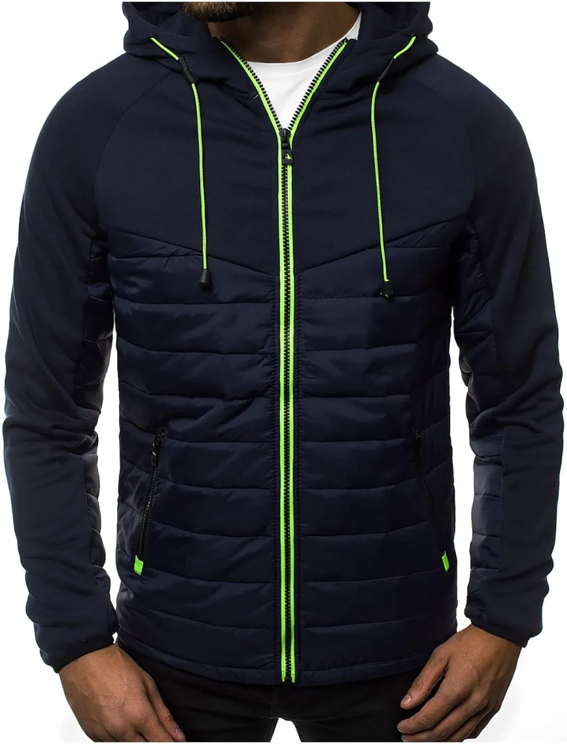 Ymosrh Coats for Men Men's Casual Camouflage Sports Sweatshirt Long Sleeve Zipper Hooded Jacket Coat Leather