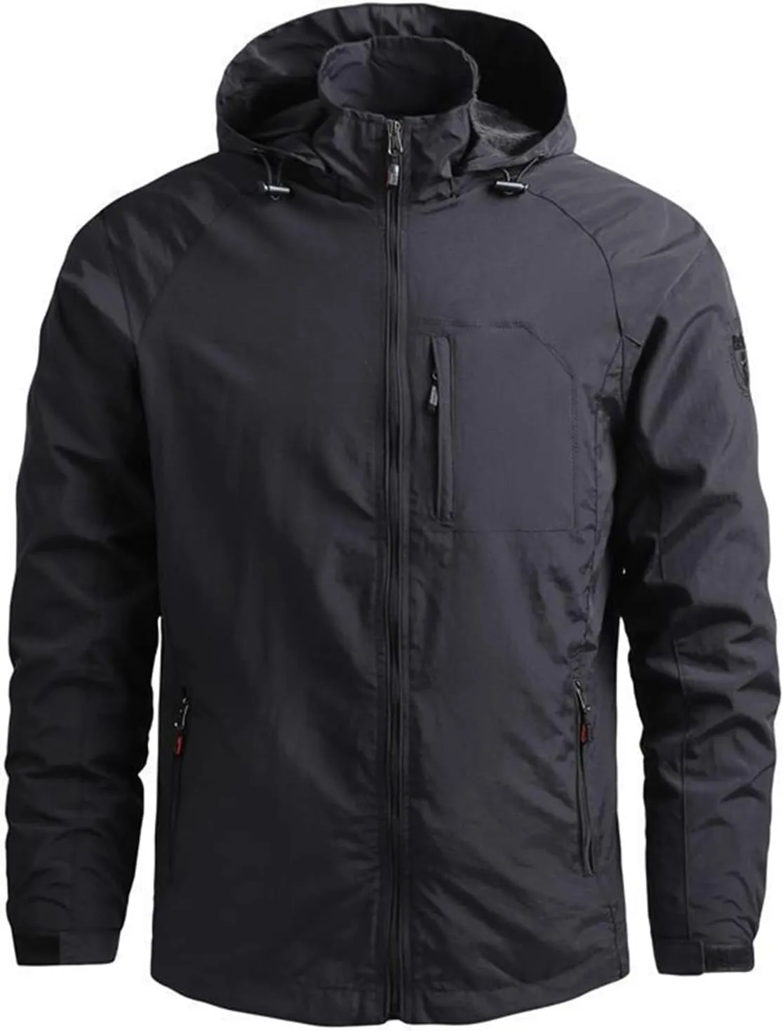 Ymosrh Jacket Lightweight Waterproof Rain Jacket with Hood Outdoor Raincoat Softshell Jacket for Hiking Travel, XL-5XL