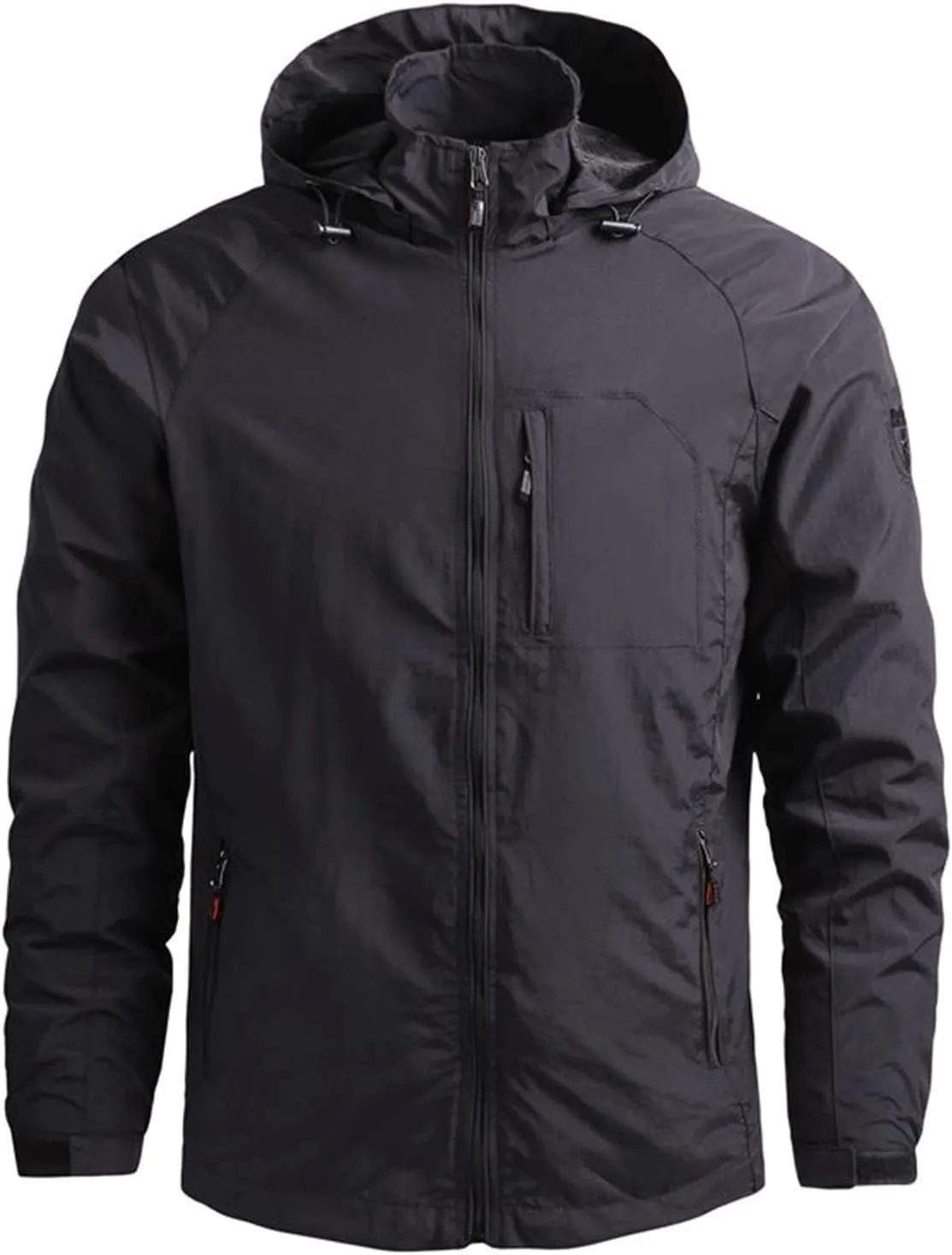 Ymosrh Jacket Lightweight Waterproof Rain Jacket with Hood Outdoor Raincoat Softshell Jacket for Hiking Travel, XL-5XL