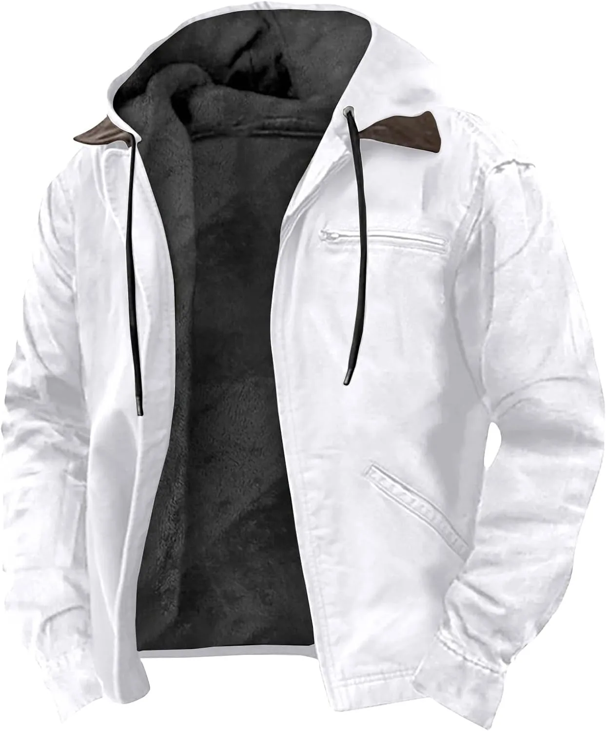 Ymosrh Men's Casual Jacket Sweatshirts Fleece Jackets Thick Sherpa Lined Winter Hoodie Coats Outwear Jacket, S-8XL