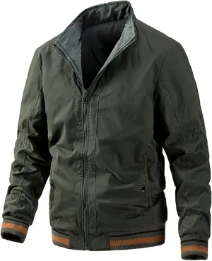 Ymosrh Men's Fashion Windbreaker Bomber Jacket Windproof Water Resistant Full Zip Up Coat Outwear Work Jackets, XL-5XL