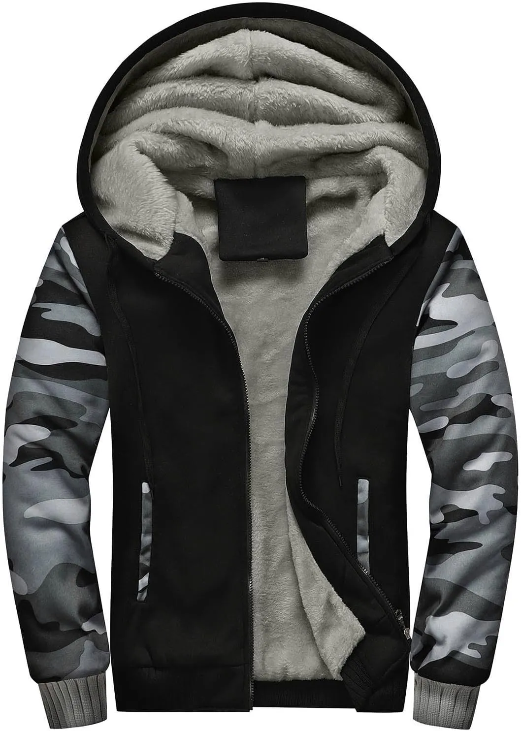 Ymosrh Men's Hooded Fashion Jacket Up Hoodies Sherpa Fleece Sweatshirts Jackets Full Casual Winter Work Coats Jacket