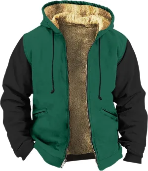 Ymosrh Men's Hooded Winter Coat Outdoor Sherpa Fleece Lined Jackets Warm Zip Up Sweatshirts Hoodie Coats Jacket, M-7XL