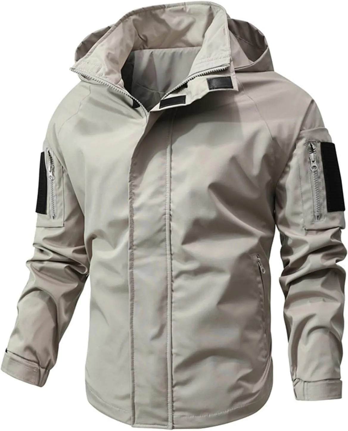 Ymosrh Men's Jackets Lightweight Waterproof Tactical Jacket with Hood Outdoor Raincoat Softshell Jacket, M-3XL