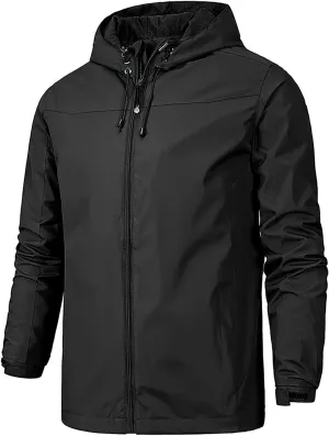 Ymosrh Men's Light Rain Jacket Raincoat With Hood Outdoor Shell Jacket Hiking Windbreaker Coats And Jackets, XL-5XL