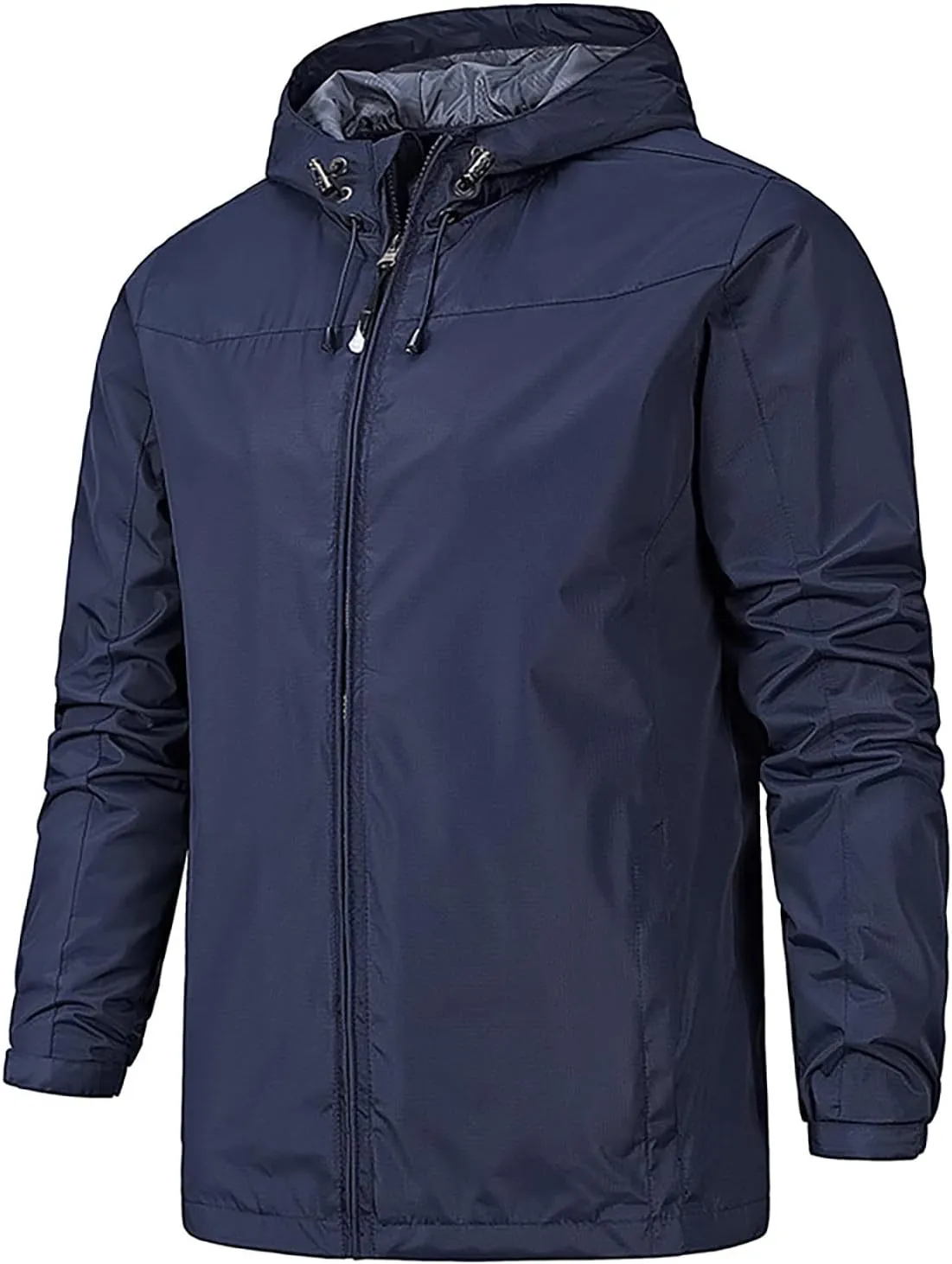 Ymosrh Men's Light Rain Jacket Raincoat With Hood Outdoor Shell Jacket Hiking Windbreaker Coats And Jackets, XL-5XL