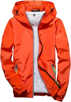 Ymosrh Men's Lightweight Work Jackets Water Resistant Rain Jacket Windproof for Hiking Fishing Running Sportswear, M-7XL