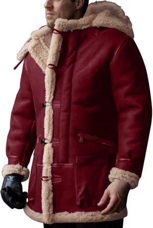 Ymosrh Men's Outdoor Coat Shearling Jackets Winter Warm Long Pea Coat Trench Sherpa Lined Thicken Coats, M-5XL