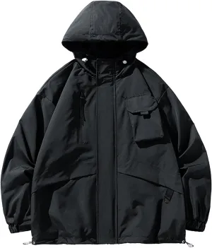 Ymosrh Men's Rain Coat Waterproof Lightweight Hooded Jacket Outdoor Raincoat Shell Jacket Hiking Travel Jacket, M-3XL