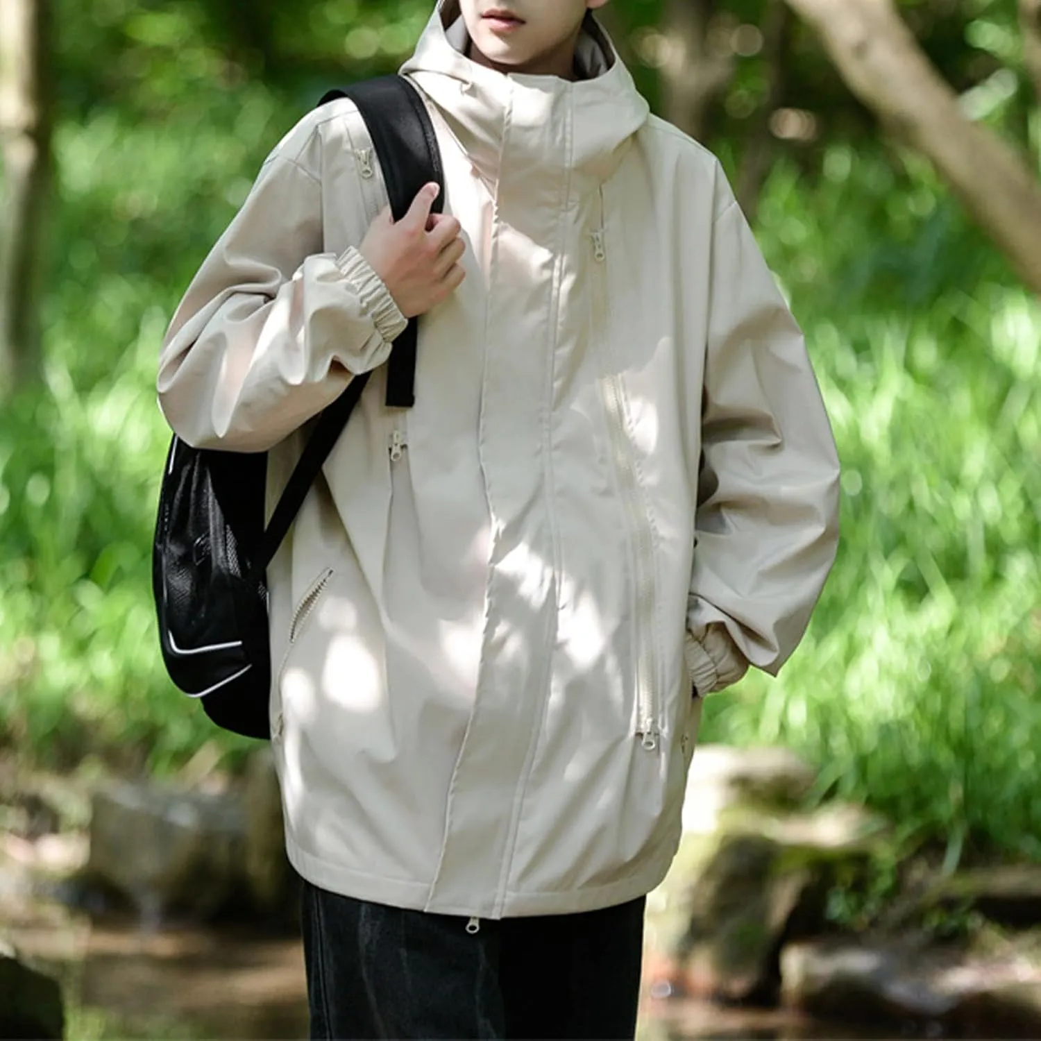 Ymosrh Men's Raincoats Waterproof With Hood Lightweight Mountain Sport Jacket Hooded Windbreaker Raincoat Jackets, M-3XL