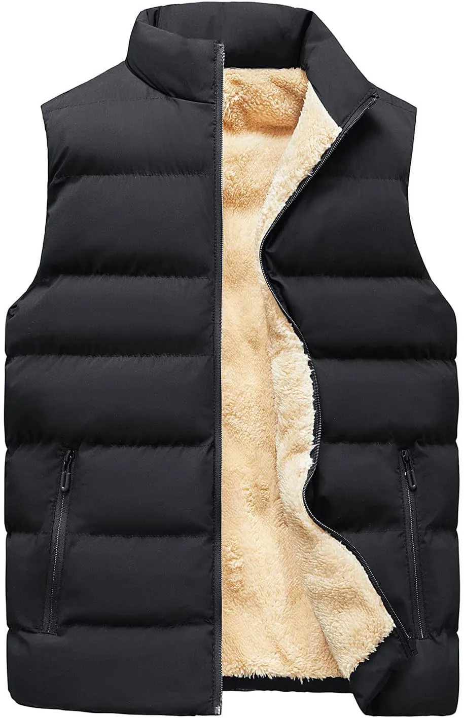 Ymosrh Men's Sleeveless Coat Winter Vests Warm Thicken Fleece Sherpa Lined Full Zip Padded Puffer Vest Jackets, L-7XL