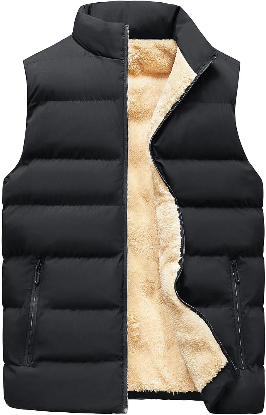 Ymosrh Men's Sleeveless Coat Winter Vests Warm Thicken Fleece Sherpa Lined Full Zip Padded Puffer Vest Jackets, L-7XL