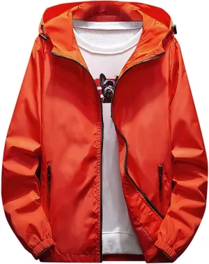 Ymosrh Men's Waterproof Jacket Casual Lightweight Full Zip Windproof Anorak Hoodie Rain Jackets Windbreaker, M-7XL