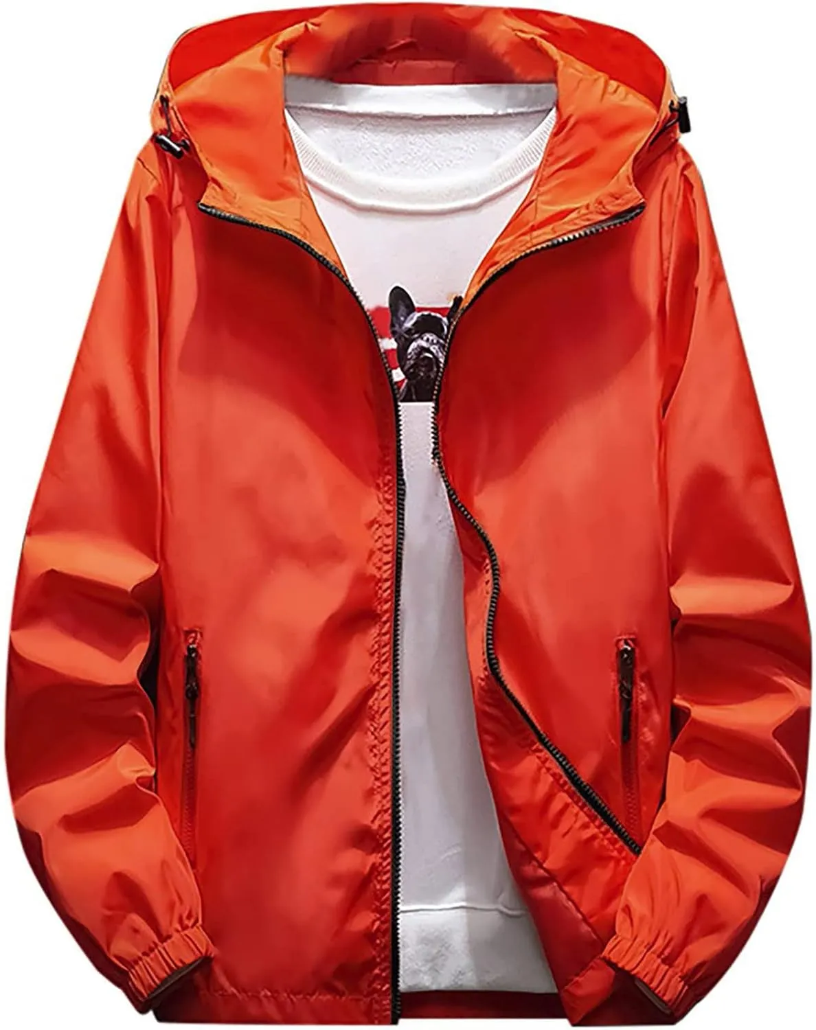 Ymosrh Men's Waterproof Jacket Casual Lightweight Full Zip Windproof Anorak Hoodie Rain Jackets Windbreaker, M-7XL