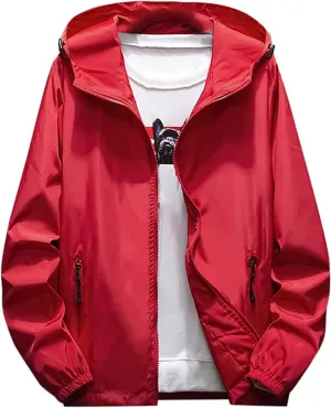 Ymosrh Men's Waterproof Jacket Casual Lightweight Full Zip Windproof Anorak Hoodie Rain Jackets Windbreaker, M-7XL