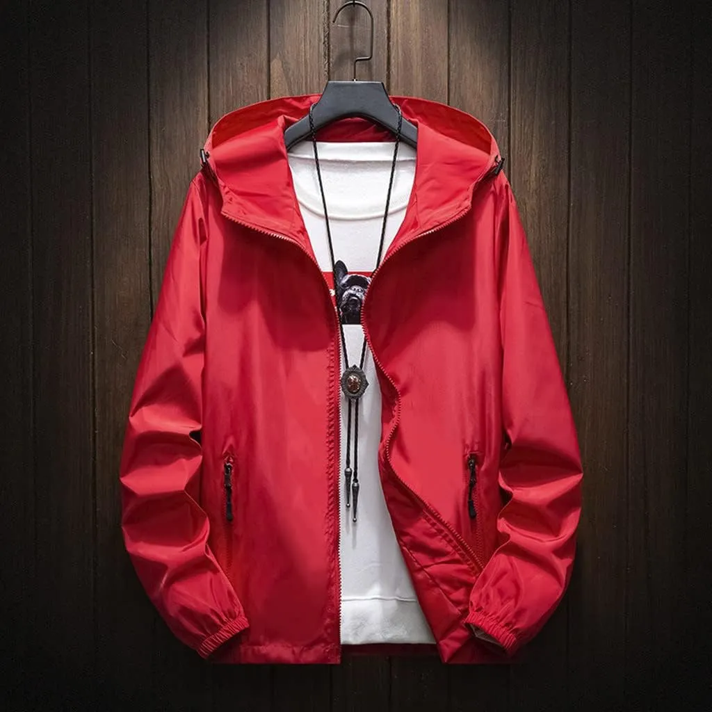 Ymosrh Men's Waterproof Jacket Casual Lightweight Full Zip Windproof Anorak Hoodie Rain Jackets Windbreaker, M-7XL
