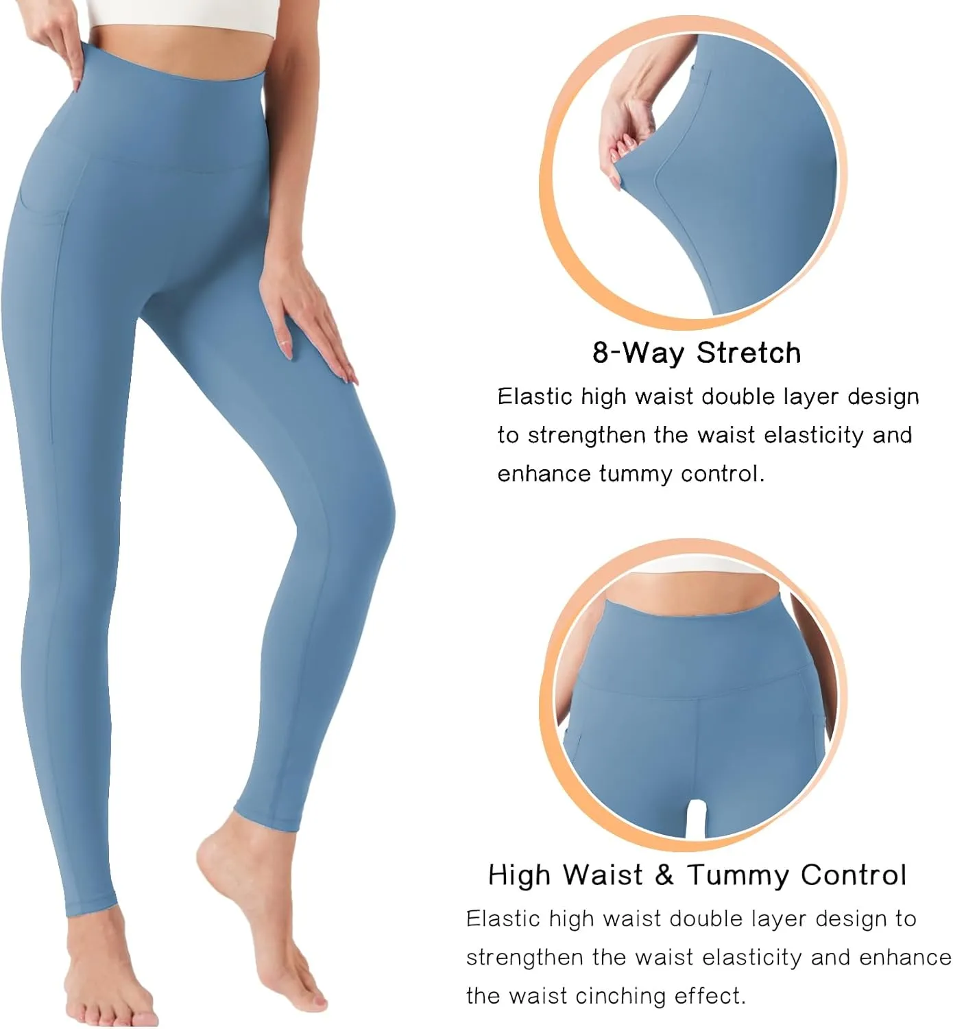 Yoga Leggings for Women Buttery Soft High Waisted Tummy Control Yoga Pants with Pockets Workout Gym Leggings