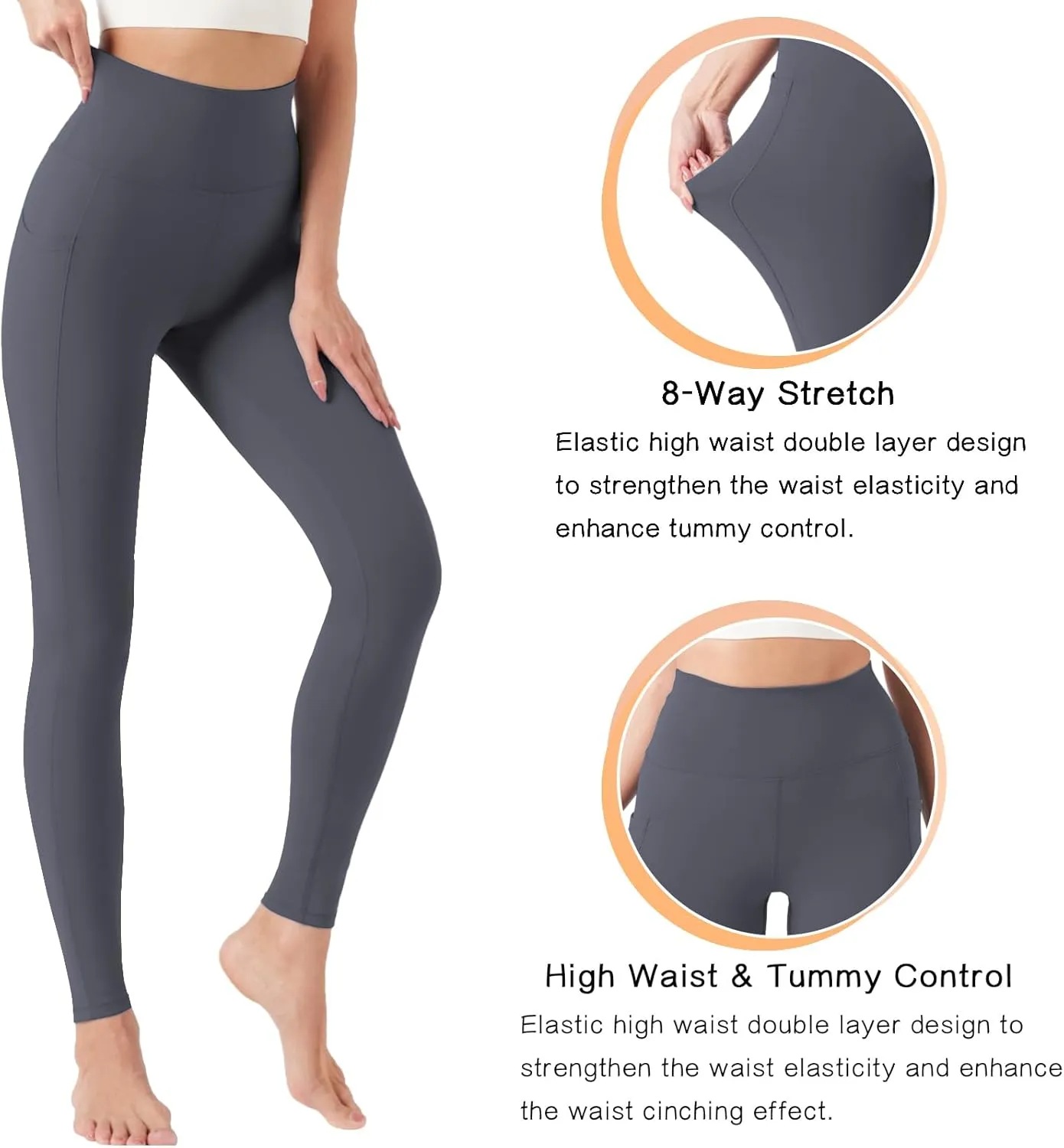 Yoga Leggings for Women Buttery Soft High Waisted Tummy Control Yoga Pants with Pockets Workout Gym Leggings