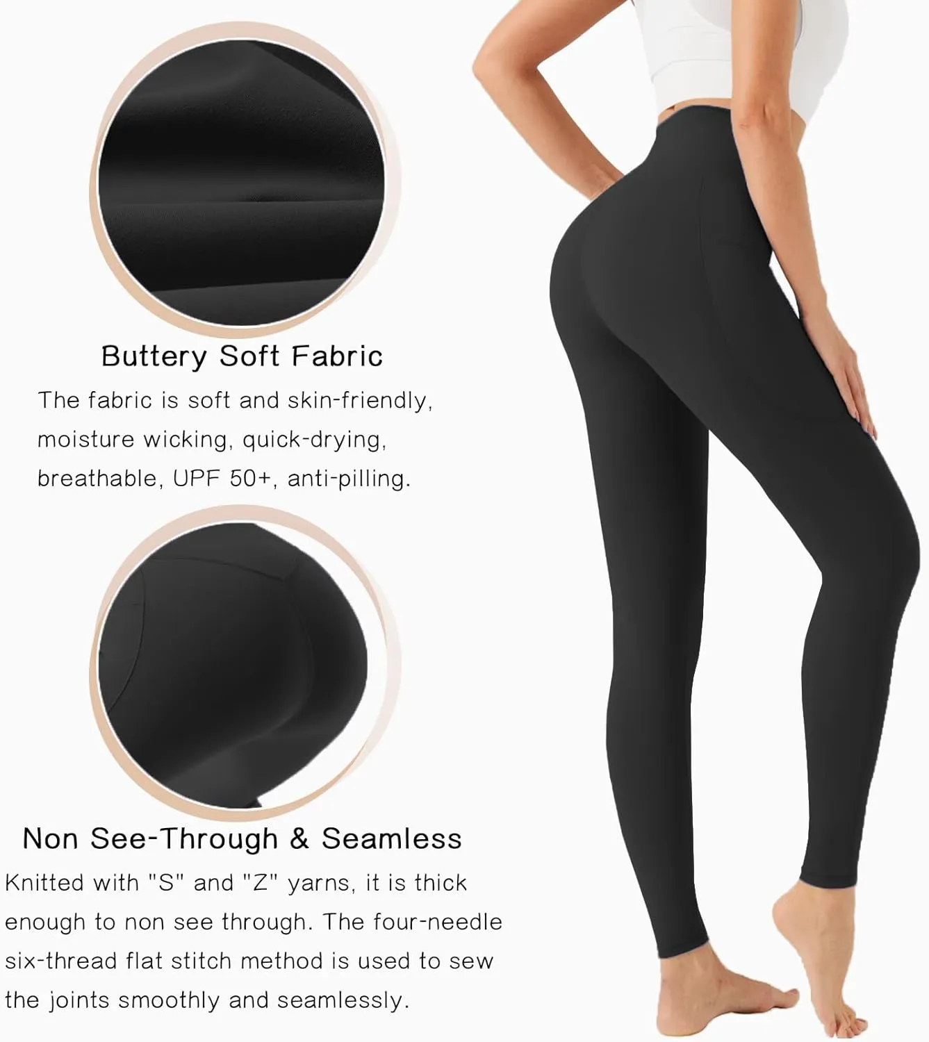 Yoga Leggings for Women Buttery Soft High Waisted Tummy Control Yoga Pants with Pockets Workout Gym Leggings