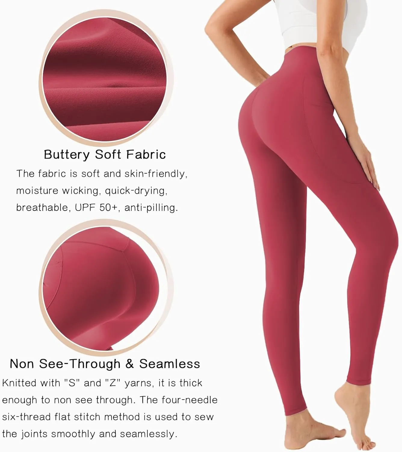 Yoga Leggings for Women Buttery Soft High Waisted Tummy Control Yoga Pants with Pockets Workout Gym Leggings