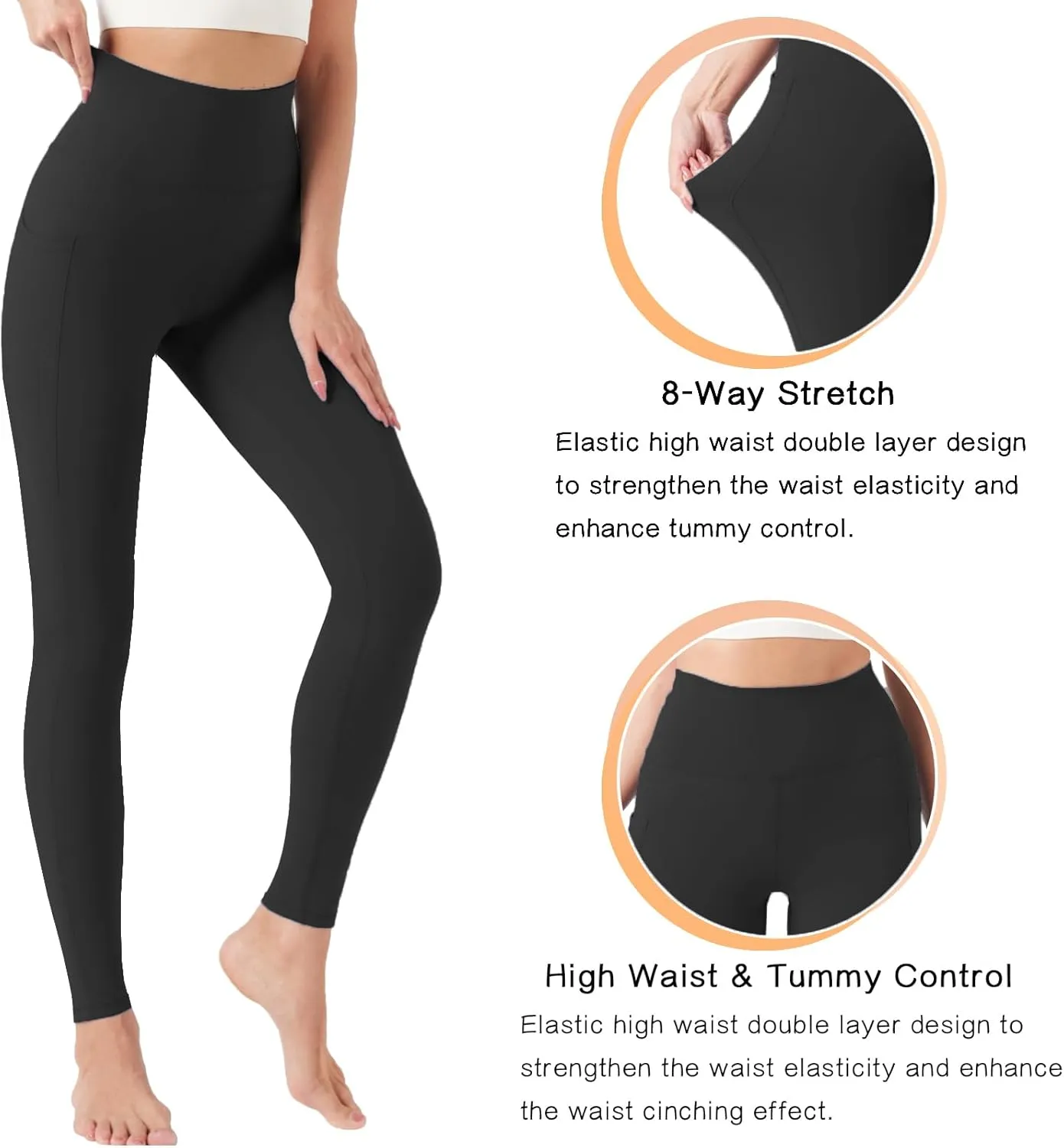 Yoga Leggings for Women Buttery Soft High Waisted Tummy Control Yoga Pants with Pockets Workout Gym Leggings
