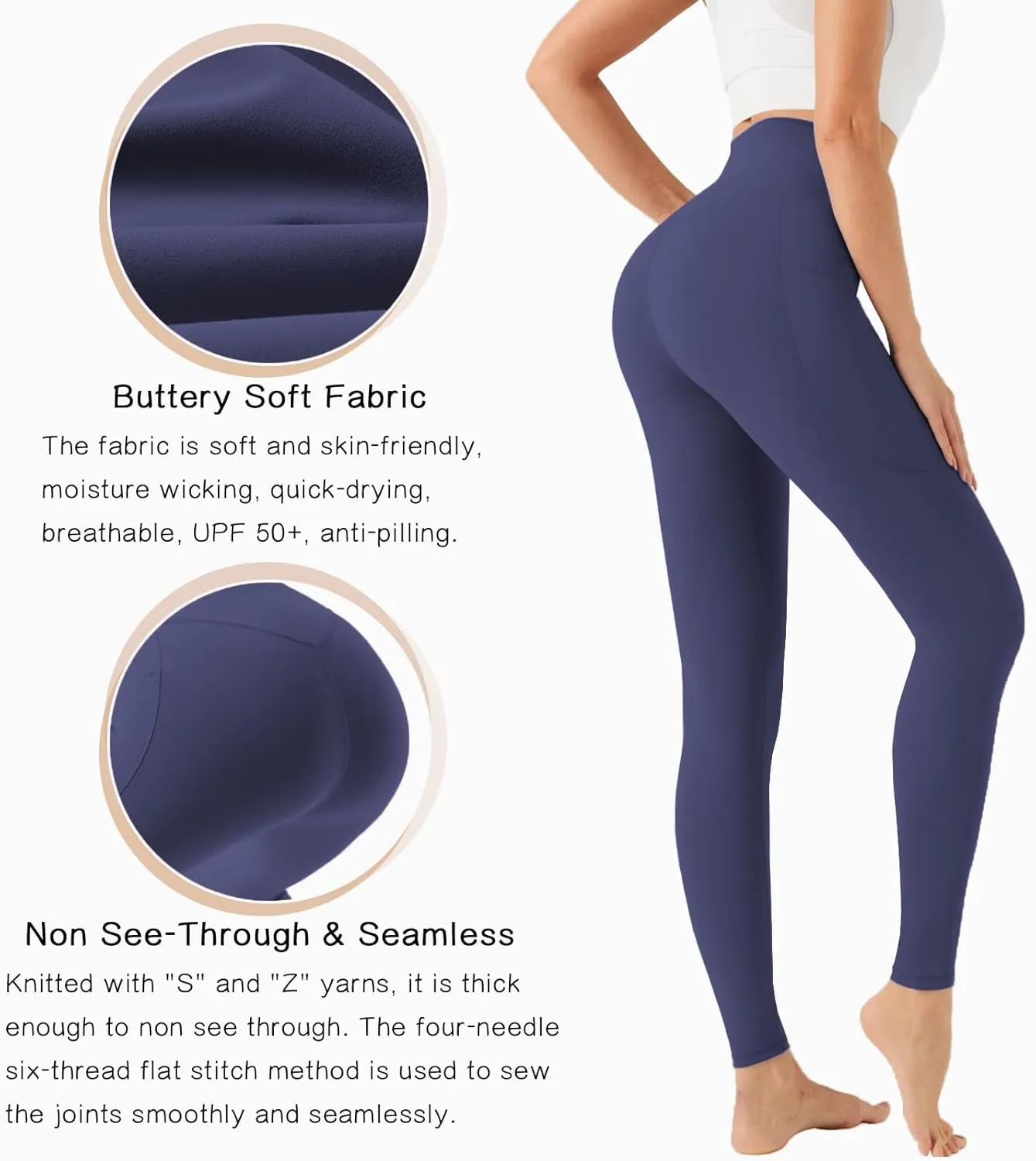 Yoga Leggings for Women Buttery Soft High Waisted Tummy Control Yoga Pants with Pockets Workout Gym Leggings