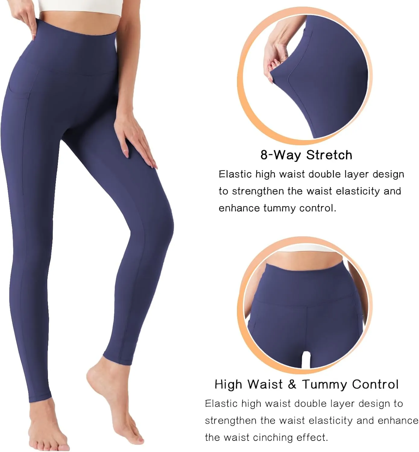 Yoga Leggings for Women Buttery Soft High Waisted Tummy Control Yoga Pants with Pockets Workout Gym Leggings