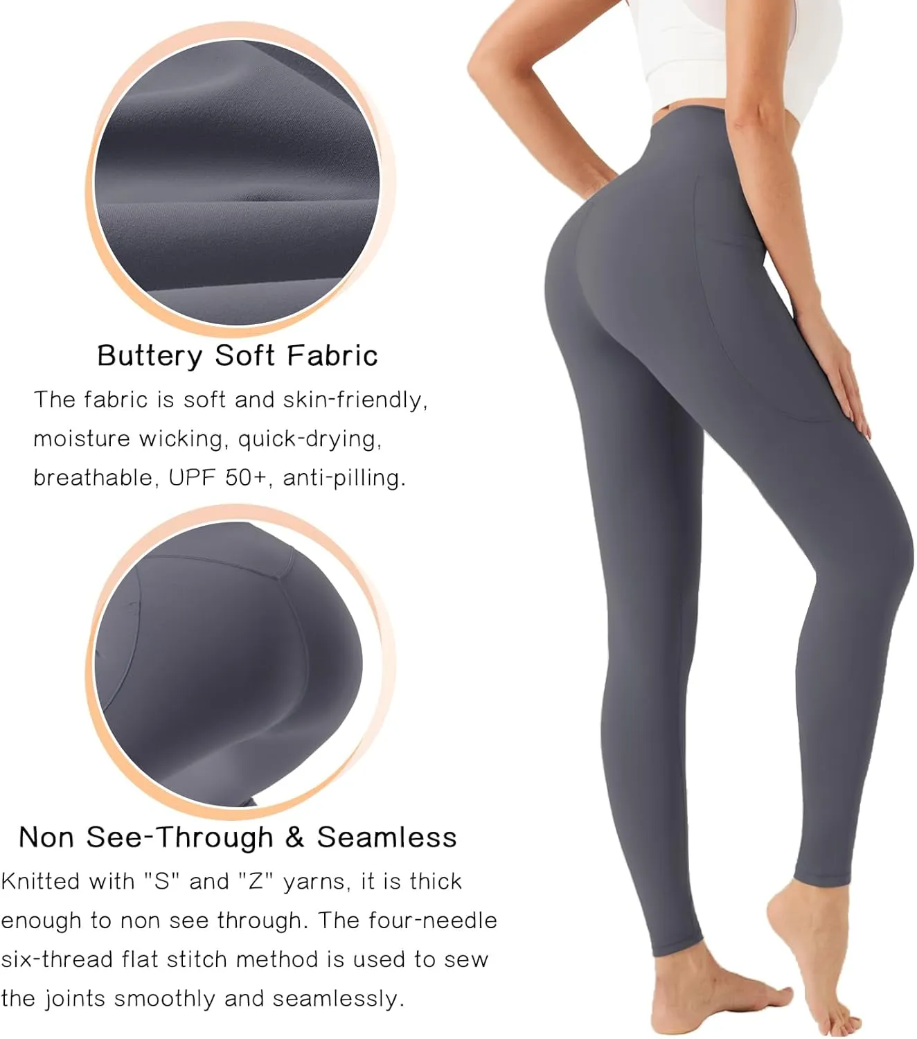 Yoga Leggings for Women Buttery Soft High Waisted Tummy Control Yoga Pants with Pockets Workout Gym Leggings